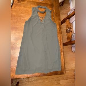 BCX size medium olive gross silk dress